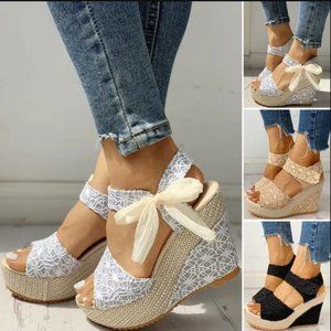 Womens wedge heel shoes, heeled sandals